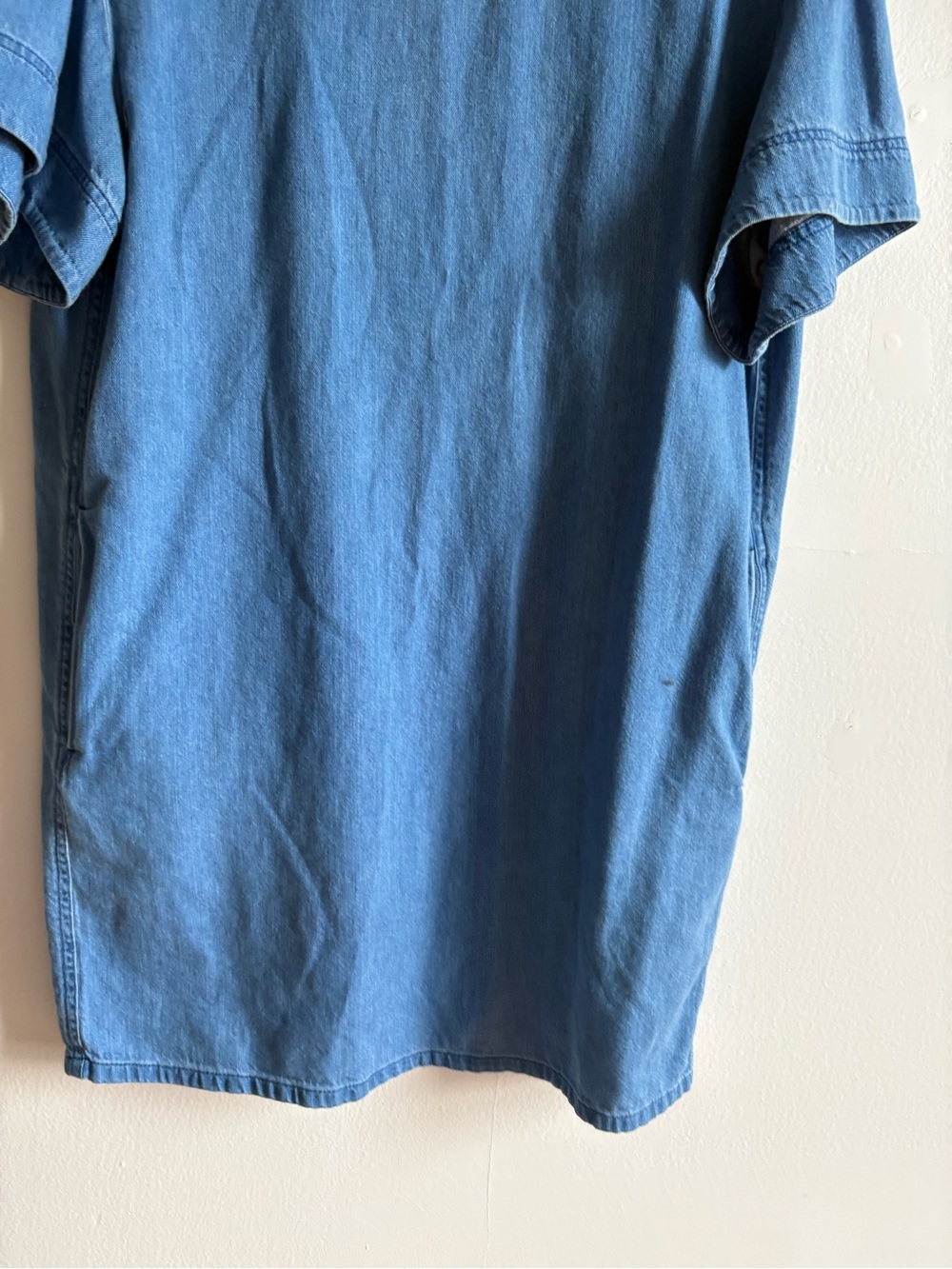 COS Sz 10 Flare Sleeves Denim Chambray Relaxed Shift Minimalist Dress - Picture 7 of 12